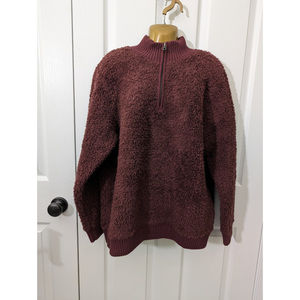 BAREFOOT DREAMS Fleece Sweater 1/4 zipper Cozy Warm Sz XL Red